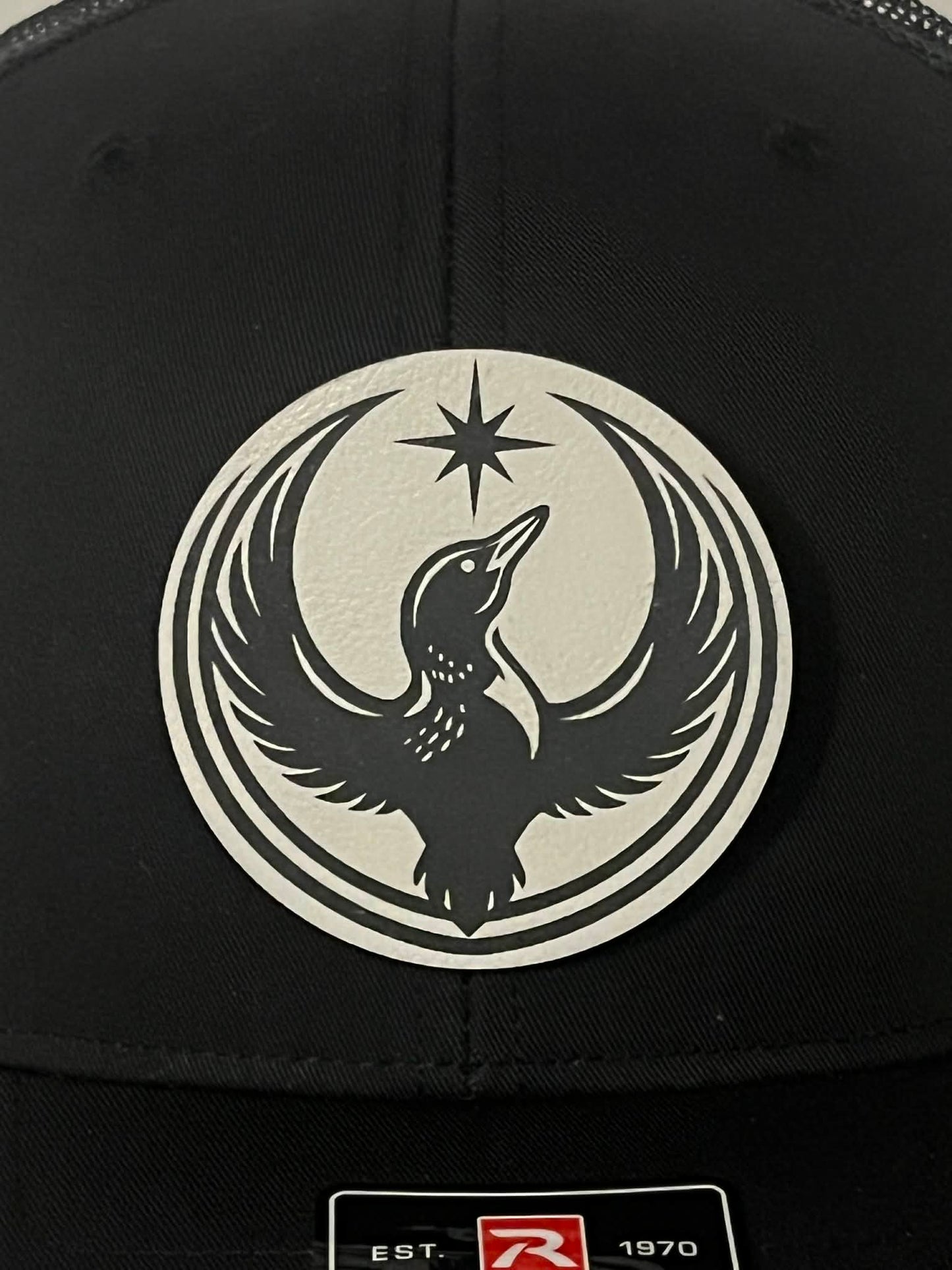 Rebel Loon Patch Hat on Richardson 112 - Black front/center