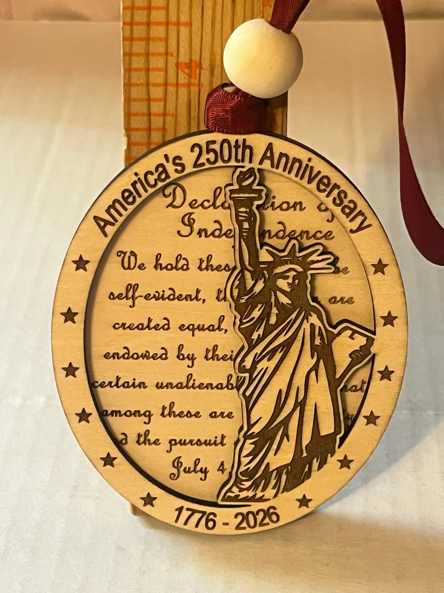 Commemorative America's 250th Anniversary Ornament.