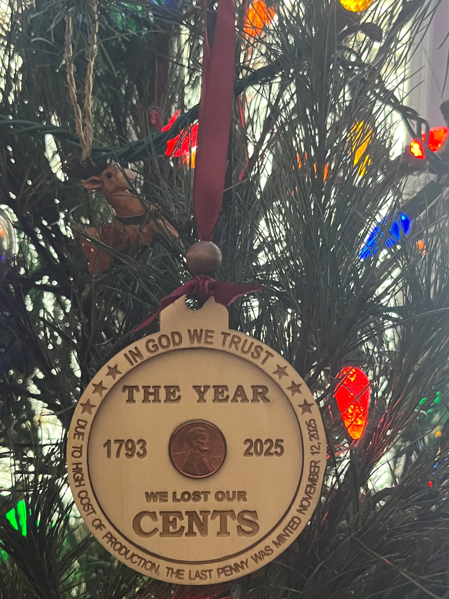 7 Bulk Commemorative Penny Ornamenst- The Year We Lost Our Cents 2025
